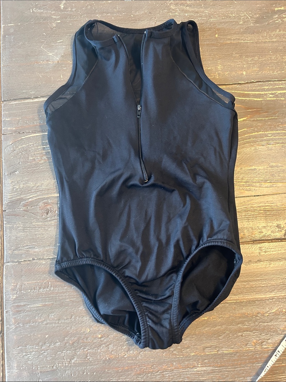 Girls Black Ballet Leotard with Front Zip